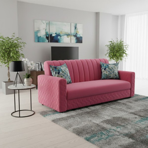 WAKESURE Premium Quality Velvet Fabric 3 Seater  Sofa