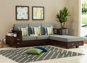 saamenia furnitures Solid Sheesham Wood L Shapes 5 Seater Sofa With Storage For Living Room / Hotel. Fabric 5 Seater  Sofa