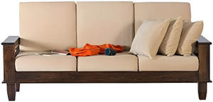 Vinod Furniture Solid Sheesham Wood Three Seater Sofa For Living Room , Hotel , Office . Fabric 3 Seater  Sofa