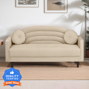 ARRA Rainbow Three Seater Sofa Round Quilted Back with Soft Velvet Fabric Fabric 3 Seater  Sofa