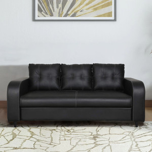 ARRA Tanaka Fully Upholstered Three Seater Cushion Back Sofa Leatherette 3 Seater  Sofa