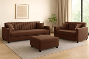 Dr Smith 3+2 Seater Velvet Fabric Sofa Set with Ottoman - Image 6