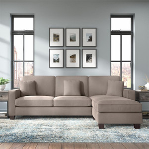 Torque Moscow 4 Seater Mini L Shape Fabric Sofa For Living Room - (RHS, Beige Brown) Fabric 4 Seater  Sofa