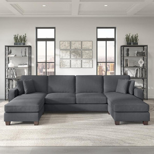 Torque Moscow 6 Seater U Shape Double Chaise Lounge Sofa For Living Room - Dark Grey Fabric 6 Seater Sofa