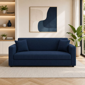 WAKESURE Premium Quality Jute Fabric 3 Seater  Sofa