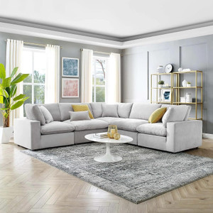Torque Alston Fabric 5 Seater L Shape Modular Corner Premium Sofa - Lt Grey Fabric 5 Seater  Sofa