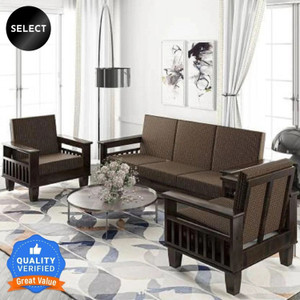 Allie Wood Sheesham Wood for Living Room Fabric 3 + 1 + 1 Sofa Set