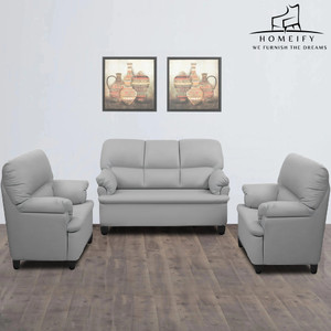 Homeify Noah Ivy Leatherette 3-1-1 For Living Room Leatherette 3 + 1 + 1 Sofa Set