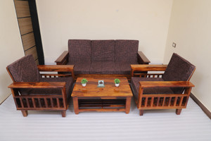 Cherry Wood Rosewood (Sheesham) With Coffee Table Fabric 3 + 1 + 1 Sofa Set
