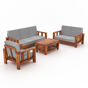 sarswatifurniture Solid Sheesham Wooden Fabric For Living Room, Home & Office Fabric 3 + 2 + 1 Sofa Set