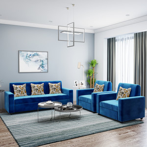 Bharat Lifestyle Desy Fabric 3 + 1 + 1 Sofa Set