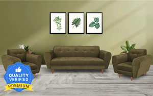 Seventh Heaven Milan 5 Seater Sofa Set, Chenille Molfino Fabric with 2 Year Warranty Fabric 3 + 1 + 1 Sofa Set