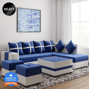 Kendalwood Furniture 8 Seater Sofa , 2 Ottoman, 6 pillow With Coffee Table Fabric 3 + 2 + 2 + 1 Sofa Set