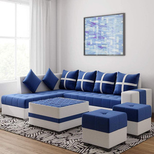 sugandha Premium Quality L Shape LHS Molfino Fabric 8 Seater  Sofa