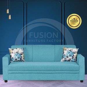 Fusion Furniture Factory 3 Seater Sky Blue Fabric Glamour Sofa Fabric 3 Seater  Sofa