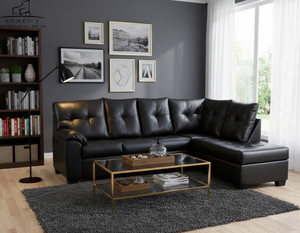 Homeify ALIX Faux Leather Sectional for Living Room Leather 3 + 2 Sofa Set