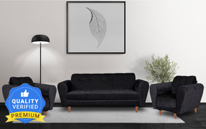 Seventh Heaven Milan 5 Seater Sofa Set, Chenille Molfino Fabric with 2 Year Warranty Fabric 3 + 1 + 1 Sofa Set