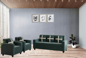 LIVEWELL Premium Quality Velvet Fabric 3 + 1 + 1 Sofa Set