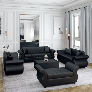 Bharat Lifestyle Alina Leatherette Leatherette 3 + 3 + 2 + 2 Sofa Set