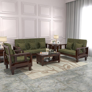Kendalwood Furniture Solid Wood 6 Seater Wooden Sofa set for living Room Furniture with Center Table Fabric 3 + 2 + 1 Sofa Set