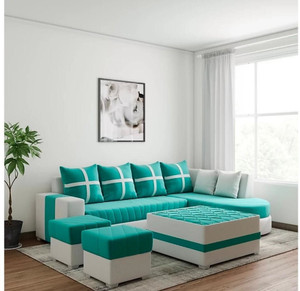 lifestyle furniture DAMASS GREEN L CORNER Fabric 3 + 2 + 1 Sofa Set