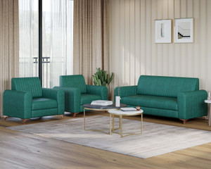 Allie Wood Fabric 3 + 1 + 1 Sofa Set