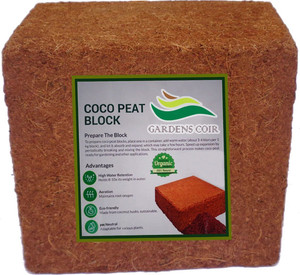 GARDENSCOIR Cocopeat Block for Home Garden Plants 1 Kg Soil