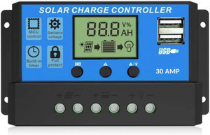 AMITOM 30A,12V/24V ABS Panel Charger Battery Regulator Dual USB LCD Display Pack of 1 PWM Solar Charge Controller