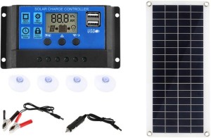 HASTHIP 10A 12V/24V ABS Panel Charger Battery Regulator Dual USB LCD Display Pack of 1 PWM Solar Charge Controller