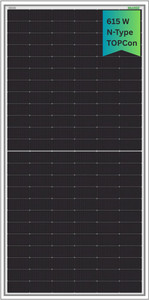 WAAREE 615 W Framed Dual Glass Bifacial | TOPCon N-Type Mono Cells | Solar Panel