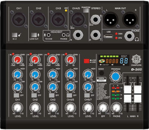 Digimore D-240 7CH Audio Mixer w BT, USB, 48V Power & PC Recording for Live Show, Podcast Analog Sound Mixer