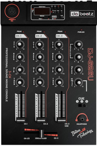 Da.Beatz. DJ-626U DJ Mixer Machine – 3 Channel Professional Sound Mixer with USB & BT 50 W AV Control Amplifier