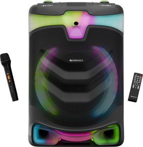 ZEBRONICS Dazzio Trolley Speaker 5hr Playback,Dual Wireless Mic ,Karaoke,USB, AUX,RGB 130 W Bluetooth Party Speaker