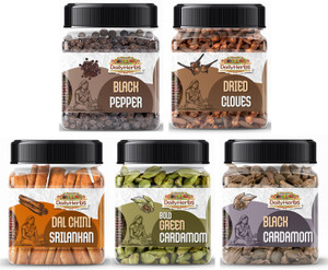 DAILYHERBS Spice Combo (Black Pepper + Clove + Cinnamon + Black Cardamom + Green Cardamom)