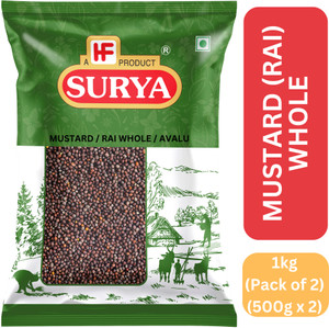 Surya 1kg Mustard (Rai) Whole (Pack of 2; 500g each) | Whole Spices| Black Mustard