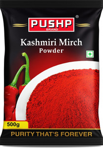 Pushp Brand Kashmiri Red Chilli Powder 500g Pouch | Mild Spicy Lal Mirch Masala | Pack of 1