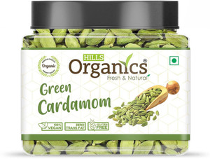 Hills Organics Green Cardamom (Hari Elaichi) - 100G | 100% Fresh & Natural