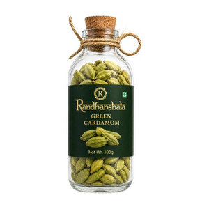 Randhanshala Green Cardamom Whole Elaichi– Intense Aroma,Versatile Spice for Cooking|Bold 8mm