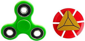 PREMSONS Metal Dual Fidget Spinner, Metallic Rainbow with Dual Color Unique Fidget Hand Spinner, Green/Black