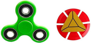 PREMSONS Metal Dual Fidget Spinner, Metallic Rainbow with Dual Color Unique Fidget Hand Spinner, Green/Black