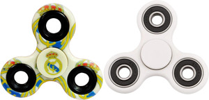 PREMSONS Fidget Spinner 608 Four Bearing Ultra Speed Tri-Spinner Hand Spin Toy, White/Black with Fidget Spinner, White/Blue