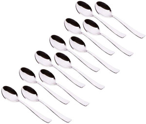 परागे 12 Piece Tea Spoon Set for Tea, Coffee, Sugar, Condiments & Spices, 14.5cm Long, स्टेनलेस स्टील टेबल स्पून, आइस-क्रीम स्पून, डेज़र्ट स्पून, टी स्पून, कॉफी स्पून, शुगर स्पून, आइस टी चम्मच सेट
