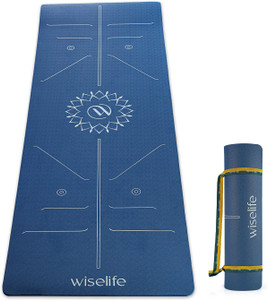 Wiselife TRUE Body Lotus Alignment Yoga Mat + Sleek Yoga Strap for Men & Women 10 mm Yoga Mat