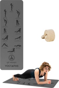 YOGTAPAS Anti-Skid Surya Namaskar Premium Yoga mat Grey 6 mm Yoga Mat