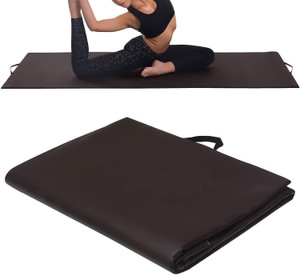 Raizex Fitness PU Leather Exercise Yoga Mat, Foldable Yoga Mat with Carrying Strap Brown 10 mm Yoga Mat