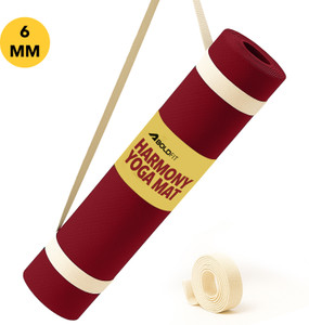 BOLDFIT Yoga Mat for Men Women 6mm Exercise Mat Anti Skid Workout Yoga Matt Carry Strap Maroon 6 mm Yoga Mat
