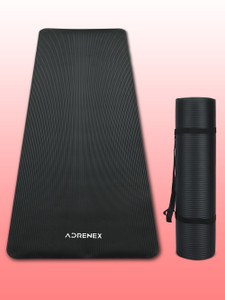 Adrenex by Flipkart Active NBR Exercise and Yoga Mat, Non Toxic Phthalate Free with Strap Black 8 mm Yoga Mat