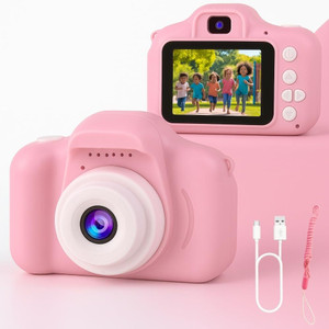 Lonekart toys Kids Camera for Girls Boys,Kids Selfie 2 inchr Display Camera 8MP 1080P HD Pink Sports and Action Camera