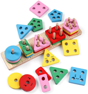 WUDLY Wooden Shape Sorting Puzzle Toy for Kids | 3D Peg Board (1–4 Years)