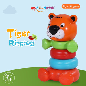 मायहुडविंक Tiger Ringtoss- 6Pcs Plastic Stacking Multicolored Ring Throw Game for kids.
